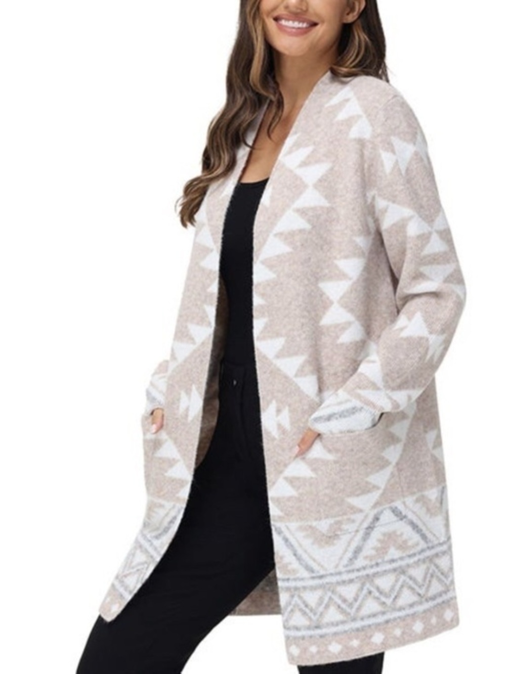 Frye The Cozy Aztec Print Oversized Open Front Cardigan Sweater Size Small